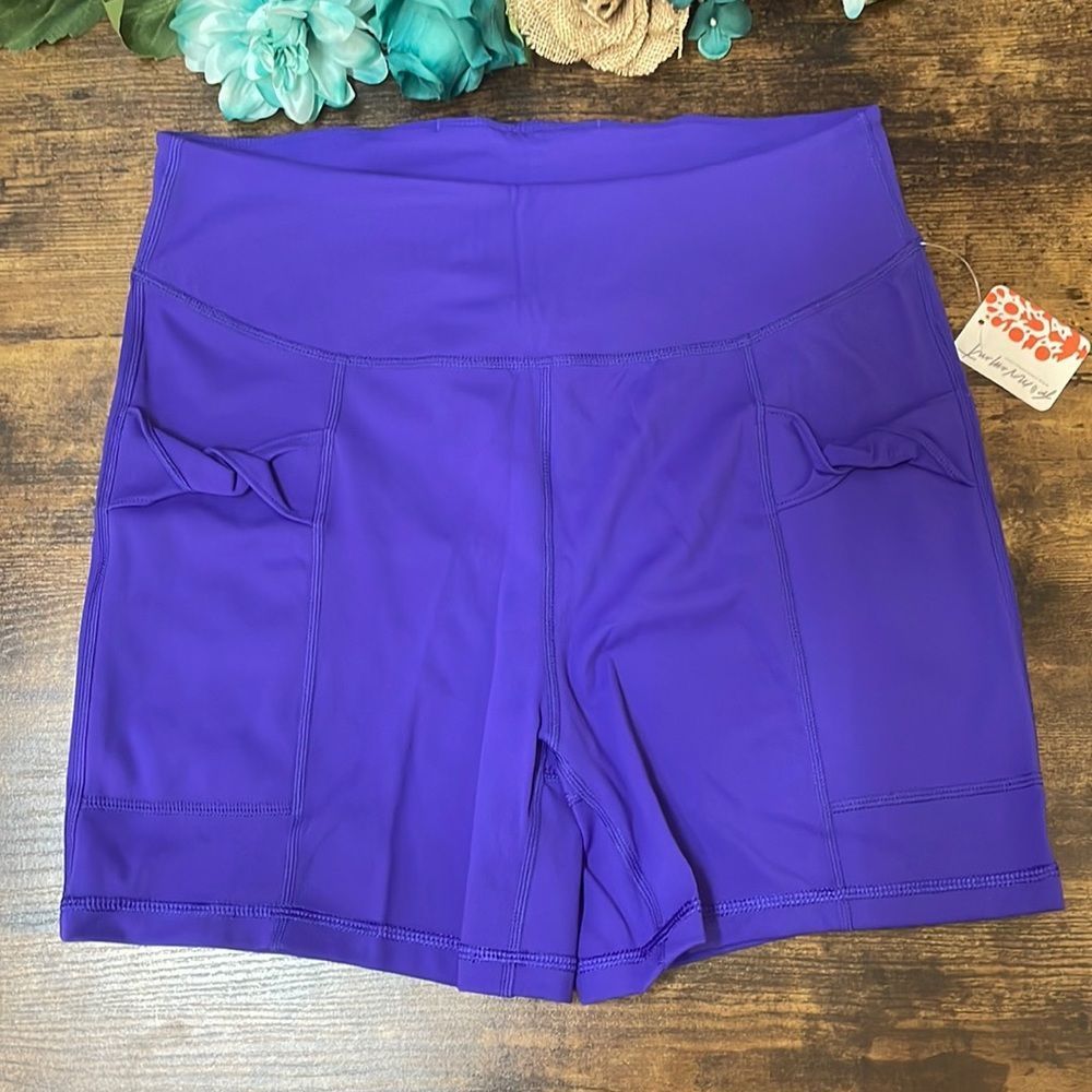 Free People Wave Rider Women's Twist Front High Rise  Bike Shorts Blue